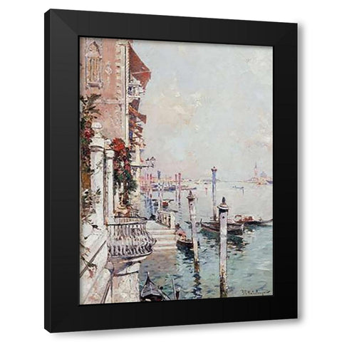 The Grand Canal, Venice Black Modern Wood Framed Art Print with Double Matting by Unterberger, Franz Richard