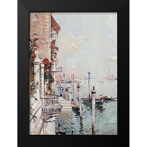 The Grand Canal, Venice Black Modern Wood Framed Art Print by Unterberger, Franz Richard