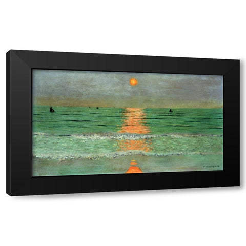 Sunset. Coucher De Soleil Black Modern Wood Framed Art Print with Double Matting by Vallotton, Felix