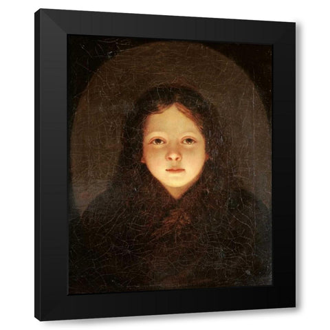 A Girl, Head and Shoulders Black Modern Wood Framed Art Print with Double Matting by Van Schendel, Petrus