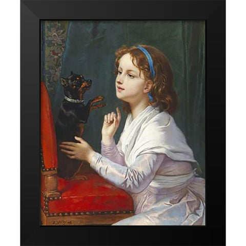 The New Trick Black Modern Wood Framed Art Print by Verlat, Charles Michel Maria