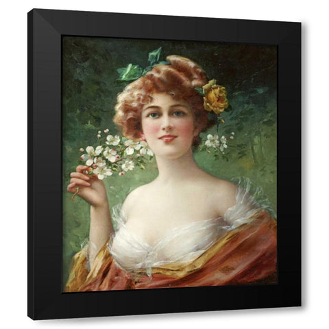 Blossoming Beauty Black Modern Wood Framed Art Print with Double Matting by Vernon, Emile