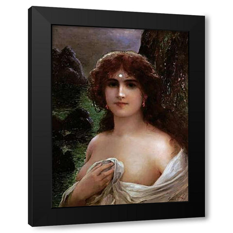 A Sea Nymph Black Modern Wood Framed Art Print with Double Matting by Vernon, Emile