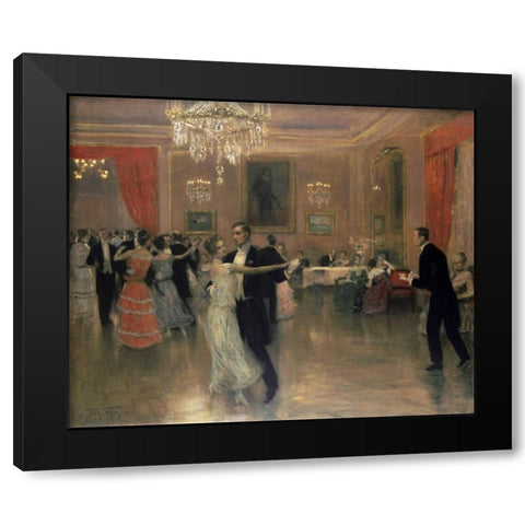 At The Ball Black Modern Wood Framed Art Print by Vezin, Frederick