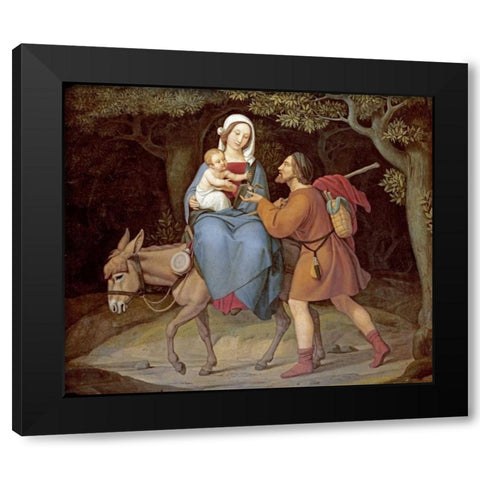 The Flight Into Egypt Black Modern Wood Framed Art Print by Von Hess, Heinrich Maria