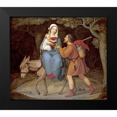 The Flight Into Egypt Black Modern Wood Framed Art Print by Von Hess, Heinrich Maria
