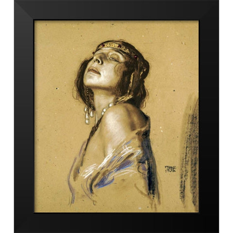 Salome Black Modern Wood Framed Art Print by Von Stuck, Franz