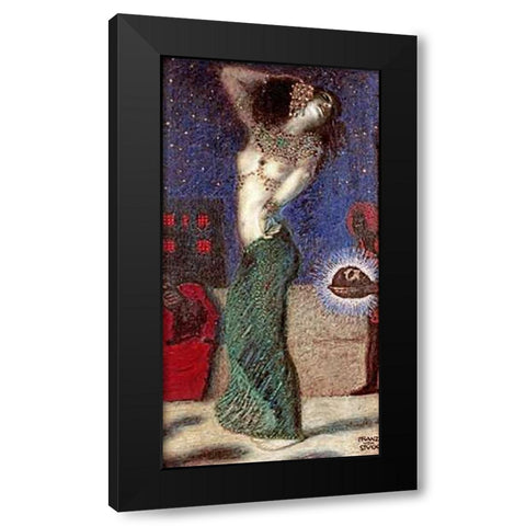 Dancing Salome Black Modern Wood Framed Art Print with Double Matting by Von Stuck, Franz