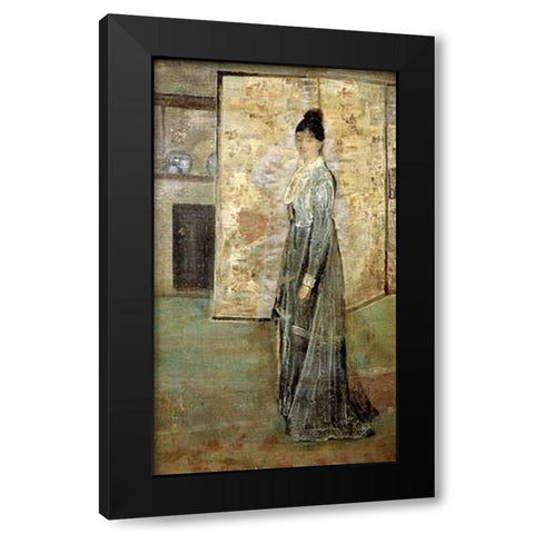 The Chinese Screen Black Modern Wood Framed Art Print with Double Matting by Whistler, James McNeill