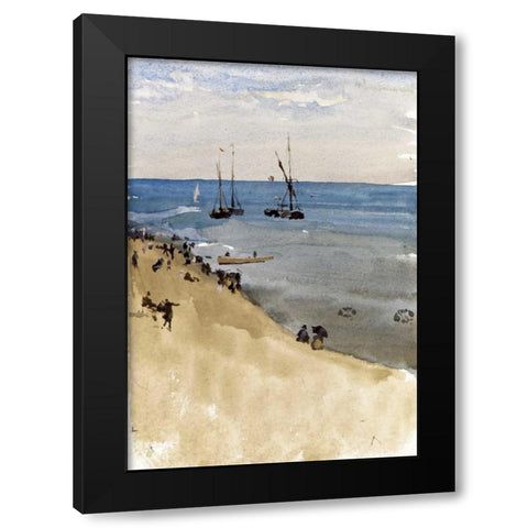Green and Silver - The Bright Sea, Dieppe Black Modern Wood Framed Art Print by Whistler, James McNeill