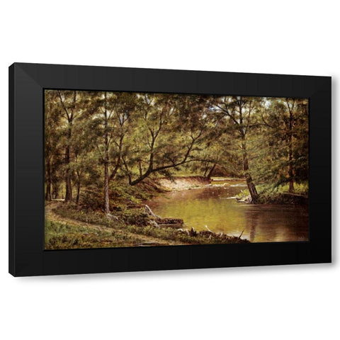 Woodland Interior Black Modern Wood Framed Art Print by Whittredge, Thomas Worthington