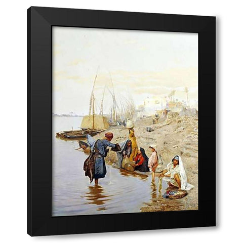 At The Waters Edge Black Modern Wood Framed Art Print with Double Matting by Wilda, Charles