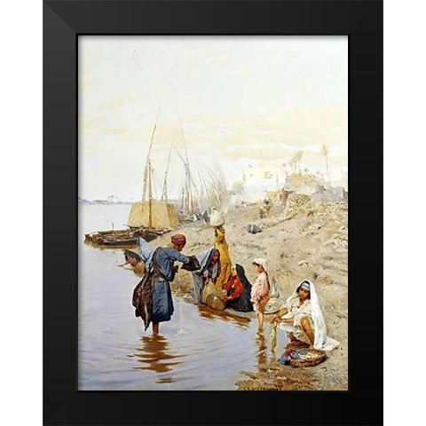 At The Waters Edge Black Modern Wood Framed Art Print by Wilda, Charles