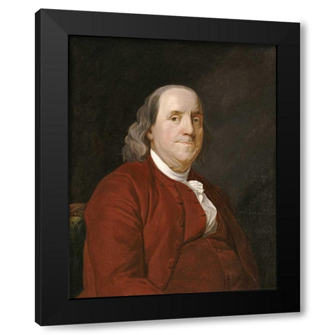 Benjamin Franklin Black Modern Wood Framed Art Print with Double Matting by Wright, Joseph