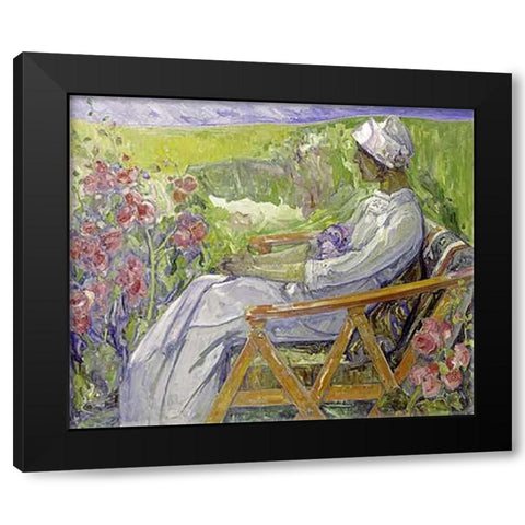 In The Garden Black Modern Wood Framed Art Print by Zoir, Emile