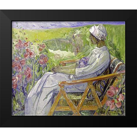 In The Garden Black Modern Wood Framed Art Print by Zoir, Emile