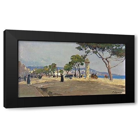 Promenade Des Anglais Black Modern Wood Framed Art Print by Zonaro, Fausto