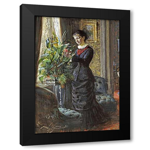 Portrait of Fru Lisen Samson Black Modern Wood Framed Art Print with Double Matting by Zorn, Anders Leonard