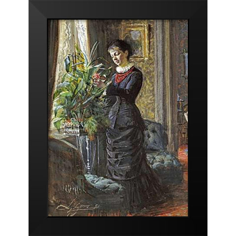 Portrait of Fru Lisen Samson Black Modern Wood Framed Art Print by Zorn, Anders Leonard