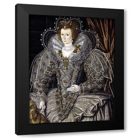 Queen Elizabeth of England Black Modern Wood Framed Art Print with Double Matting by 16th Century English School