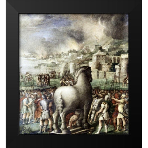 Trojan Horse Black Modern Wood Framed Art Print by Abbate, Niccolo