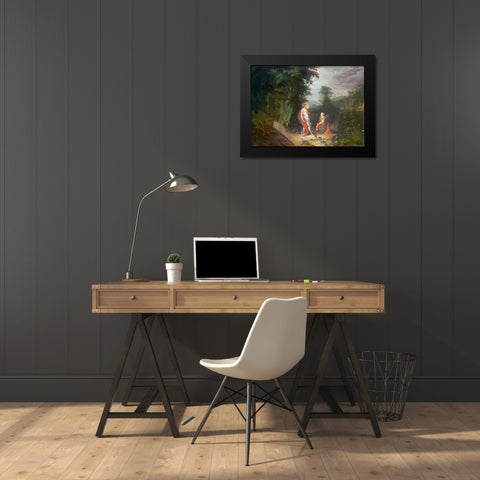 Noli Me Tangere Black Modern Wood Framed Art Print by Abraham, Govaerts