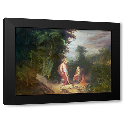 Noli Me Tangere Black Modern Wood Framed Art Print with Double Matting by Abraham, Govaerts