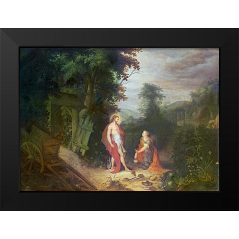 Noli Me Tangere Black Modern Wood Framed Art Print by Abraham, Govaerts