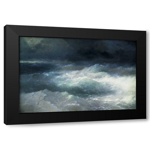 Between The Waves Black Modern Wood Framed Art Print by Aivasowsky, Ivan Konstantinovich