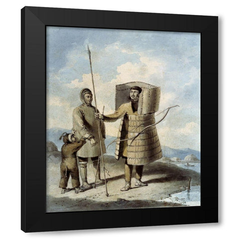 Warrior With a Shield Black Modern Wood Framed Art Print by Alexander, William