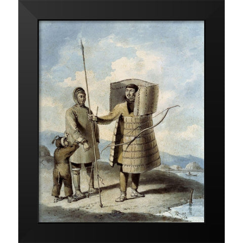 Warrior With a Shield Black Modern Wood Framed Art Print by Alexander, William