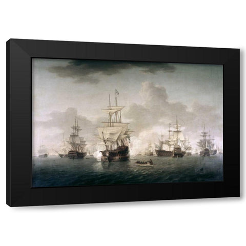 Admiral Lord Howe Joining His Flagship Black Modern Wood Framed Art Print with Double Matting by Anderson, William