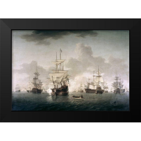Admiral Lord Howe Joining His Flagship Black Modern Wood Framed Art Print by Anderson, William