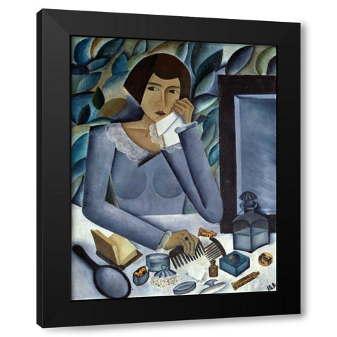 Womans Portrait Black Modern Wood Framed Art Print by Annenkov, Jurij Pavlovic