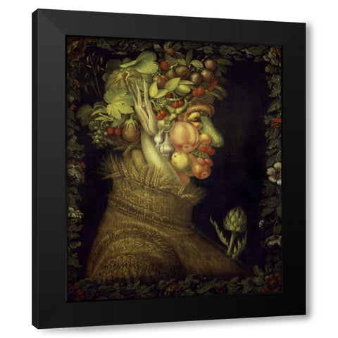Summer Black Modern Wood Framed Art Print with Double Matting by Arcimboldo, Giuseppe