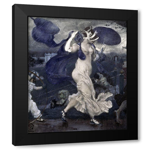 Downpour Black Modern Wood Framed Art Print by Bakst, Leon