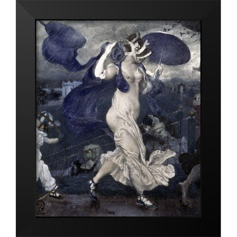 Downpour Black Modern Wood Framed Art Print by Bakst, Leon