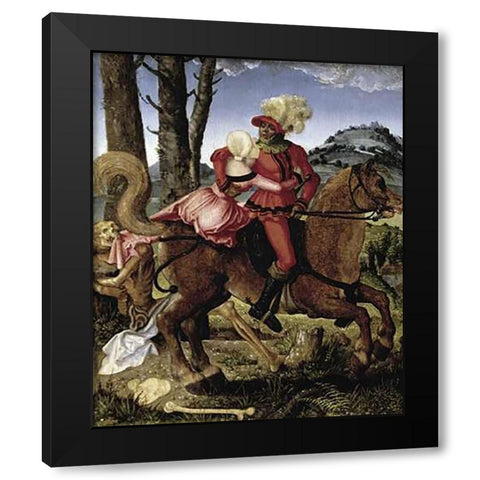Knight Young Girl and Death Black Modern Wood Framed Art Print with Double Matting by Grien, Hans Baldung