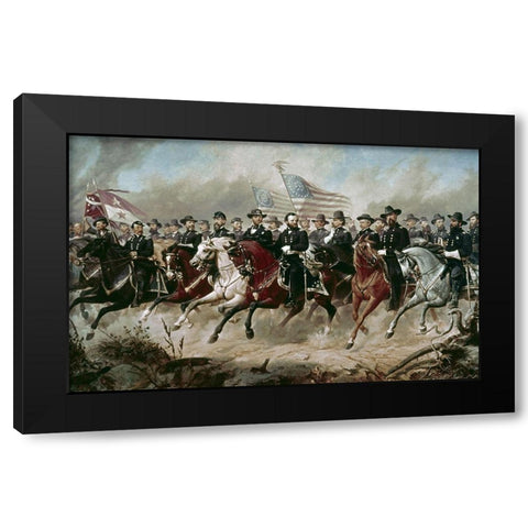 Grant and His Generals Black Modern Wood Framed Art Print by Balling, Peter Hansen