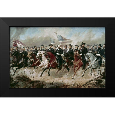 Grant and His Generals Black Modern Wood Framed Art Print by Balling, Peter Hansen