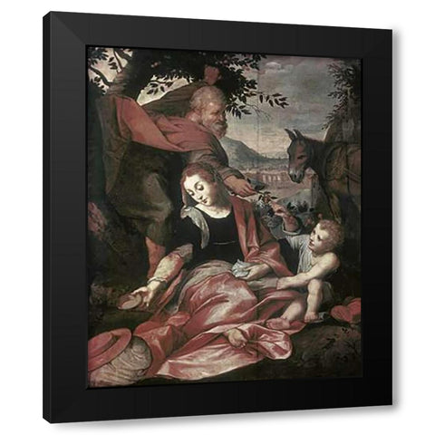 Flight Into Egypt Black Modern Wood Framed Art Print by Barocci, Frederico