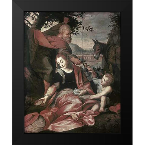 Flight Into Egypt Black Modern Wood Framed Art Print by Barocci, Frederico