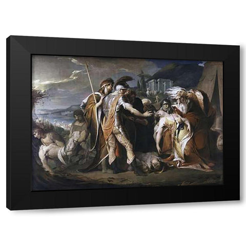 King Lear Weeping Over The Body of Cordelia Black Modern Wood Framed Art Print with Double Matting by Barry, D.F