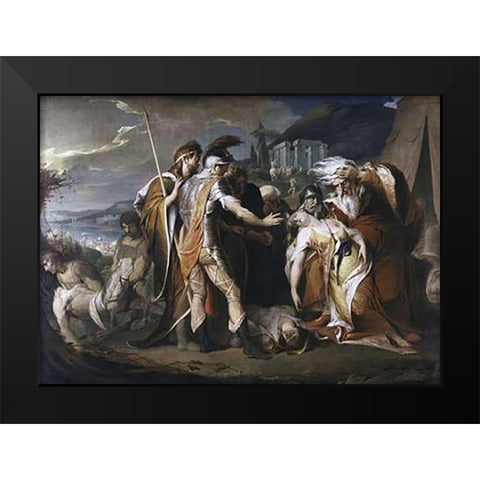 King Lear Weeping Over The Body of Cordelia Black Modern Wood Framed Art Print by Barry, D.F