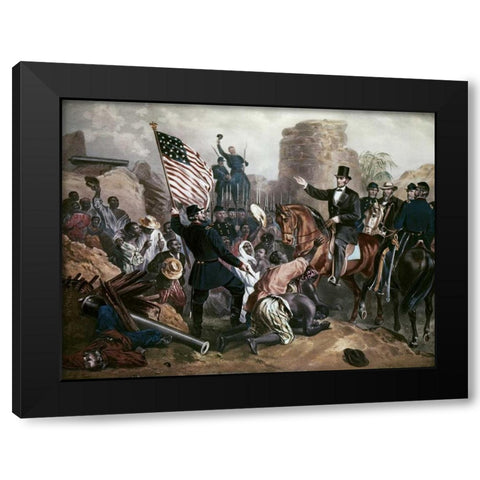 Lincoln In City Point, Virginia Black Modern Wood Framed Art Print by Bartsch, Gustav