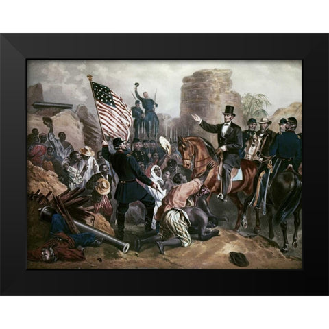 Lincoln In City Point, Virginia Black Modern Wood Framed Art Print by Bartsch, Gustav