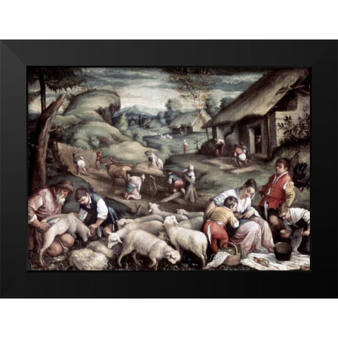 Summer Black Modern Wood Framed Art Print by Bassano, Francesco II