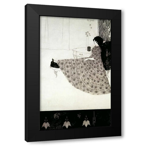 Seated Woman Black Modern Wood Framed Art Print by Beardsley, Aubrey