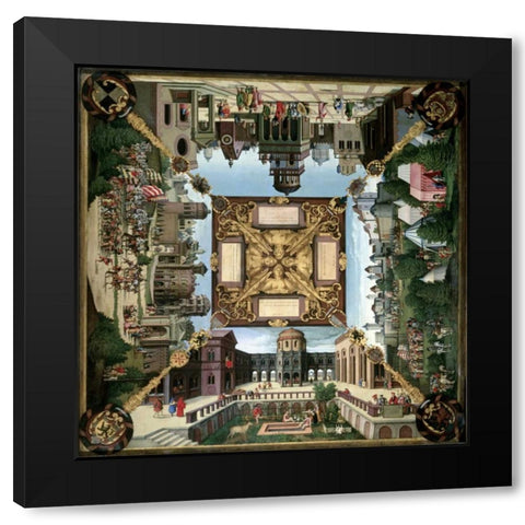 Story of David Black Modern Wood Framed Art Print with Double Matting by Beham, Hans Sebald