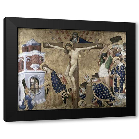 St. Denis Altarpiece Black Modern Wood Framed Art Print with Double Matting by Bellechose, Henri